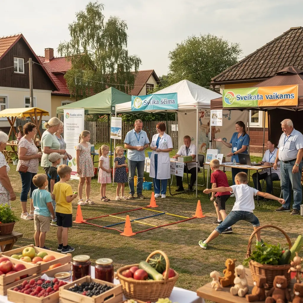 Vaikai žaidžia lauke, mokydamiesi apie gamtos svarbą ir ekologiją.